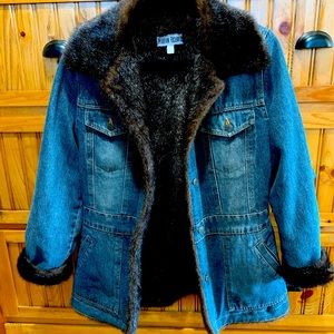 Marvin Richards Faux Fur lined Denim Jacket size medium